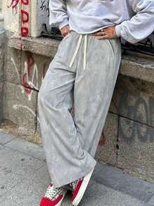 Manfinity EMRG Men's Tie-Dye Drawstring Waist Pocket Casual Pants - Light Grey - View 6