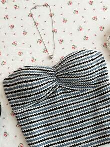 Glimmora Retro Striped Bandeau Sexy Beach Vacation - Multicolor - View 4
