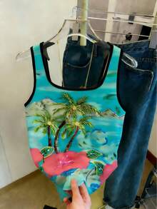 Resyla Áo tank top ôm sát không tay phối màu tương phản dành cho nữ, mùa hè - Nhiều màu - Xem 2