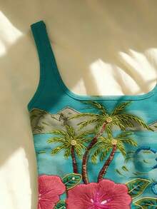 Glimmora Women's Embroidered Elegant Sleeveless Fitted Tank Top - Multicolor - View 3