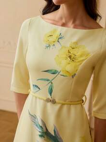 ZEYLAH Váy dài lãng mạn, sang trọng, thanh lịch dành cho nữ - Màu vàng - Xem 2