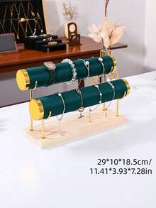 1 Piece Solid Wood Velvet Metal Jewelry Rack, Bracelet Display Rack, Jewelry Display Rack, Bracelet And Watch Desktop Display Rack - Multicolor - View 6