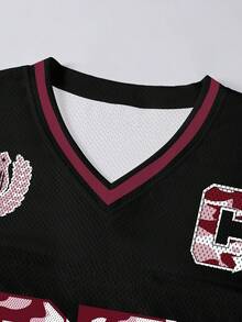 Rovax Áo thun dáng rộng in họa tiết da báo 97, áo thun cổ chữ V lưới phong cách thể thao đường phố dành cho nữ. - Nhiều màu - Xem 4