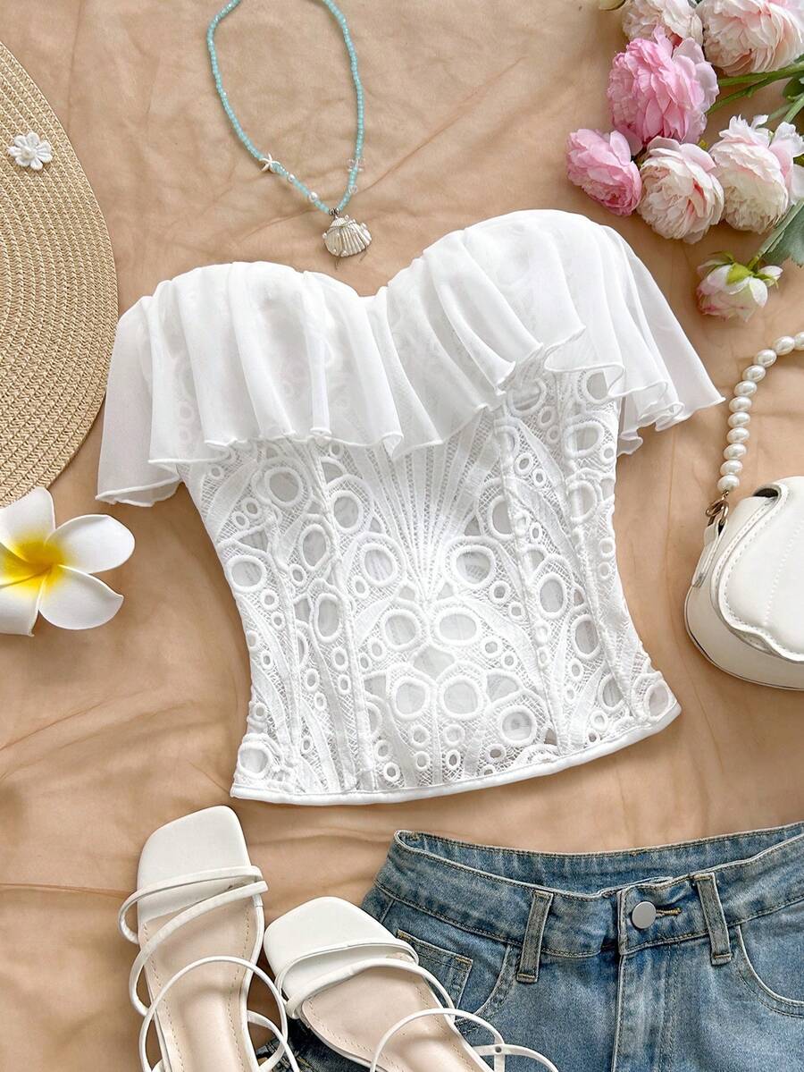 Soleia Top tubo de malla versátil y casual para uso diario de mujer - Blanco - Ver 1