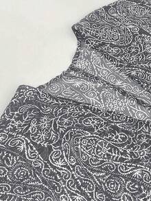 EMERY ROSE Plus Size Women Allover Print Casual Versatile Daily Wear Button-Down Shirt - Grey - View 4