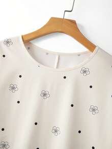 SHEIN Elegante, lässige Sommerbluse mit Blume Muster in Apricotfarbe für Frauen - Aprikosenfarben - Übersicht 4