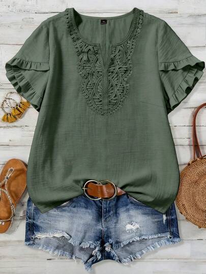 SHEIN LUNE CURVE 大码梭织休闲夏季女式衬衫