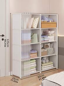 1 Small To Medium-Sized, Multi-Functional Cube Bookshelf/Wardrobe, 31.5 Inches Wide / 15.7 Inches Wide, Freestanding Display Floor-Standing Assembled Storage Shelf With Curtain, Bookshelf, Perfect For Bedroom Or Living Room Furniture, Ideal For Christmas Or Thanksgiving. - White - View 9