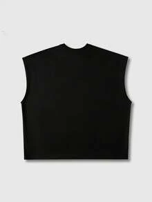 ROMWE MEN Street Life Men's Rivet Decor Eye Print Pattern Loose Fit Tank Top - Black - View 3