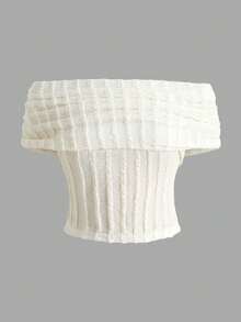 SHEIN Tween Girl Casual Off-Shoulder Ruched Back Hollow T-Shirt - Yellow - View 7