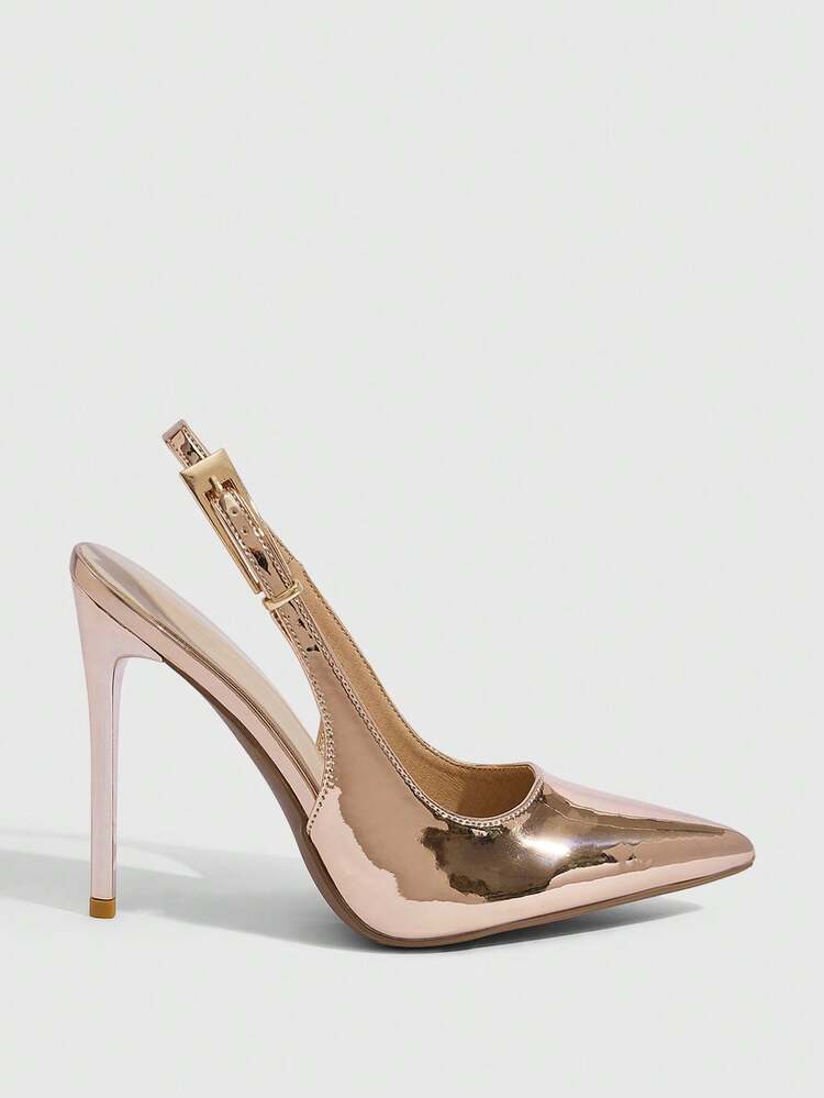 CUCCOO SZL Women Shoes New Women's Champagne Pointed Stiletto Simple Fashion Sexy Dinner Party Women's High Heel Shoes Slingback Shoes Women's Shoes