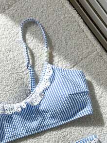 Swim Mod 青少年条纹吊带背心式泳衣上装和V领比基尼泳裤套装（2件套） - 彩色 - 查看 4