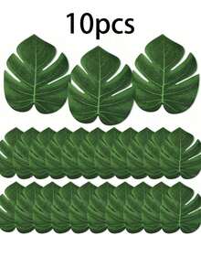 Artificial Palm Leaves, Large Leaf Placemats, Green Palm Leaf Party Decorations, Tropical Table Decor, Hawaiian Leaf Decorations, Wildlife Leaf Decorations, Artificial Plants - Green - View 12