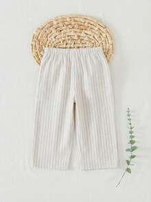 Cozy Pixies 男婴字母条纹口袋宽松休闲裤 - 杏色 - 查看 2