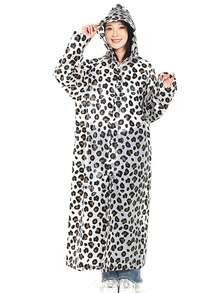 Capa de chuva moderna em EVA com estampa de leopardo - Leve, portátil e ideal para todas as estações, com capuz ajustável, mangas compridas e bolsos laterais para atividades ao ar livre. Capa de chuva elegante e durável, com estampa de leopardo, capa de chuva de alta qualidade. - Multicolorido - Ver 12