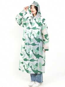 Capa de chuva moderna em EVA com estampa de leopardo - Leve, portátil e ideal para todas as estações, com capuz ajustável, mangas compridas e bolsos laterais para atividades ao ar livre. Capa de chuva elegante e durável, com estampa de leopardo, capa de chuva de alta qualidade. - Multicolorido - Ver 5
