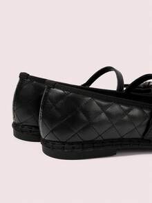 CUCCOO DOLLMOD Giày bệt nữ cổ điển màu đen thêu hoa nhung thắt nơ kiểu Mary Jane - -29 màu đen - Xem 4