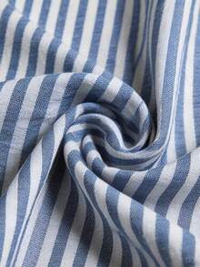 Briarwyn Camisa de mujer de solapa a rayas, de un solo pecho, casual y versátil para uso diario - Azul - Ver 8