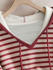 Resyla Women's Autumn Casual Hooded Sweatshirt, Classic Striped Graphic Print, Stylish Design, Versatile For Daily Wear - Multicolor - View 4