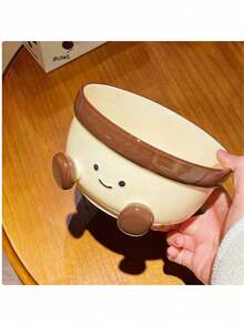 1pc Cute Foot Ceramic Bowl, Girls' Fruit Bowl Soup Bowl Rice Mixing Bowl, Suitable For Daily Home Use, Gatherings Parties, Office Instant Noodle Bowl, Out Camping Picnic, Gift, Bowl, Courtyard - Multicolor - View 6