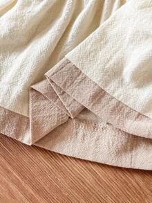 SHEIN 两件套女婴休闲花卉刺绣翻领无袖上衣和裤子套装，适合春夏季节、户外旅行和日常穿着。 - 卡其色 - 查看 8