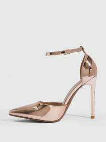 CUCCOO SZL Women Shoes New Women's Champagne Pointed Stiletto Sexy Dinner Party Women's High Heel Shoes Back Ankle Strap Hollow Shoes Women's Shoes - Sizzling Champagne - View 4