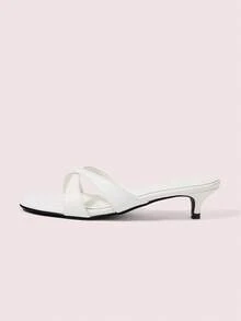 CUCCOO DOLLMOD Women Shoes Beige Spring And Summer New Round Toe Low Heel Temperament Simple Commuter Women's Dew Heel Sandals - White - View 3