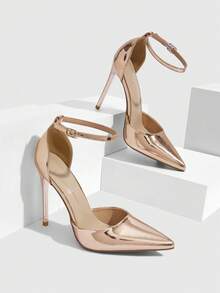 CUCCOO SZL Women Shoes New Women's Champagne Pointed Stiletto Sexy Dinner Party Women's High Heel Shoes Back Ankle Strap Hollow Shoes Women's Shoes - Sizzling Champagne - View 1