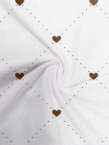 Resyla Women's Heart Print Trim Round Neck Casual Versatile Tank Top - White - View 4