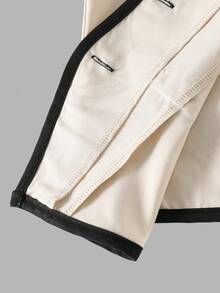 Reset Phase Conjunto de chaqueta sin mangas con cuello en V y botones con ribete de contraste y pantalones de cintura elástica para adolescentes - Albaricoque - Ver 8