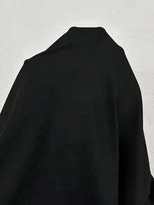 Calvaya Camiseta ajustada de manga corta con cierre de cremallera y lazo delantero de encaje en contraste para mujer talla grande, top elegante negro de verano para vacaciones, noche, fiesta de té, club y eventos formales - Negro - Ver 7