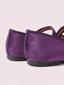 CUCCOO DOLLMOD Women's Grape Purple Round Toe Bow Decoration With Buckle Flat Sole Shoes Upper Velvet Material Suitable For Daily Commuting Birthday Parties - grape purple - View 4