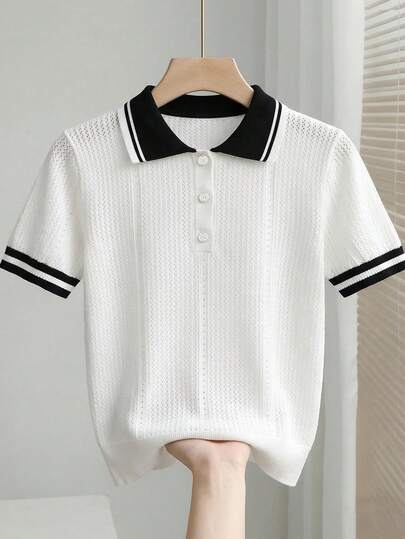 Franclia ملابس علوية محبوكة قصيرة الأكمام متعددة الألوان للنساء