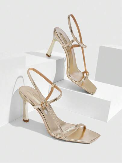 CUCCOO SZL Zapatos de mujer nuevos para primavera y verano con tira delgada de espejo dorado y correa de tobillo. Sandalias de tacón alto femeninas, simples, de moda, cómodas y versátiles, sexy para fiestas.