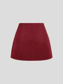 Sweetra Women's Black A-Line Side Slit Bow Decor Sexy Chic Mini Skirt - Burgundy - View 2