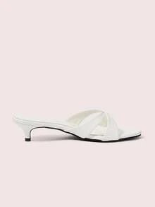 CUCCOO DOLLMOD Women Shoes Beige Spring And Summer New Round Toe Low Heel Temperament Simple Commuter Women's Dew Heel Sandals - White - View 2