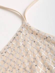 Sweetra Áo hai dây nữ kiểu Pháp gợi cảm, cổ yếm, lưng hở, thêu đính cườm, chất liệu vải cao cấp, phong cách nghỉ dưỡng tươi mới, tối giản và đa năng. - Bạc - Xem 5