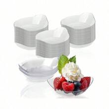 Mini Leaf Shaped Appetizer Plates Clear Plastic Dessert Plates And Butter Dishes, Suitable For Sauces Desserts Fruits Appetizers, Great For Weddings And Parties (Leaf Design) - Multicolor - View 9