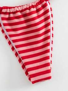 Swim Mod Bộ 2 món bikini gợi cảm, thanh lịch, chất liệu vải có họa tiết, kiểu cổ yếm, thích hợp cho bãi biển và tiệc bể bơi. - Đỏ - Xem 4