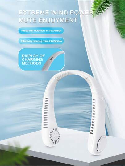 Teckwe 1PC USB Charging Hands Free Bladeless Neck Fan Portable Lightweight Low Noise 3 Stages Adjustable Mini Personal Fan Comfortable Wearable DesignIdeal For Outdoor Activities Travel Camping Hiking Office Daily Use Summer Cooler Essential Fashion Cooling Fan 1200mAh Battery Capacity,Shipment Does Not Come With A USB Charging Cable