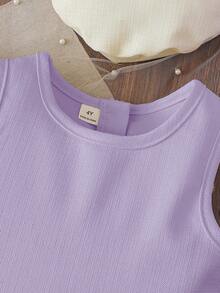 Young Girl Puff Sleeve Jacket With 3D Bow Decor, Paired With Sleeveless Dress, Elegant For Daily, Work, Party - Mauve Purple - View 10