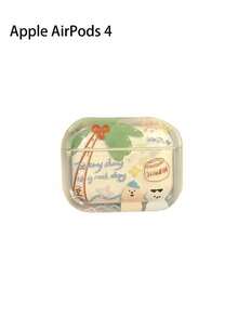 Kawaii Cute Cartoon Coconut Tree Graffiti Dog With Pendant Headphones Case Compatible With AirPods 1 2 3 Pro 2 Pro 3 Shell Soft Compatible With AirPods 4 - Coconut Tree Dog - View 10