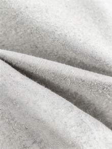 INAWLY 女士樱花刺绣撞色落肩长袖休闲宽松卫衣 - 淺灰色 - 查看 6