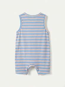 Cozy Pixies 2件套男婴卡通图案纯色圆领无袖连体衣和短裤套装 - 彩色 - 查看 6