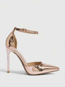 CUCCOO SZL Women Shoes New Women's Champagne Pointed Stiletto Sexy Dinner Party Women's High Heel Shoes Back Ankle Strap Hollow Shoes Women's Shoes - Sizzling Champagne - View 2