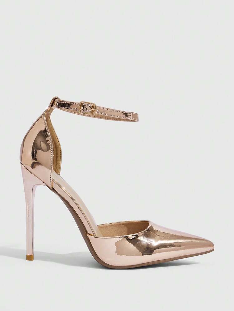 CUCCOO SZL Women Shoes New Women's Champagne Pointed Stiletto Sexy Dinner Party Women's High Heel Shoes Back Ankle Strap Hollow Shoes Women's Shoes