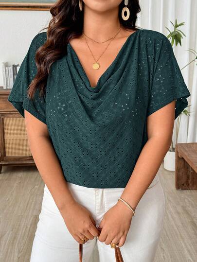 Weeklong Plus Size Summer Casual Solid Color Batwing Sleeve T-Shirt