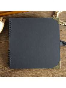 1 Pc Premium Kraft Paper Scrapbook Album - Self Adhesive Photo Book For Travel, Wedding And Family Keepsakes - black - View 8