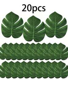 Artificial Palm Leaves, Large Leaf Placemats, Green Palm Leaf Party Decorations, Tropical Table Decor, Hawaiian Leaf Decorations, Wildlife Leaf Decorations, Artificial Plants - Green - View 10