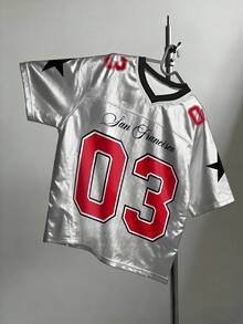 STEELVANCE 男士休闲数字印花V领短袖T恤，夏季 - 彩色 - 查看 1